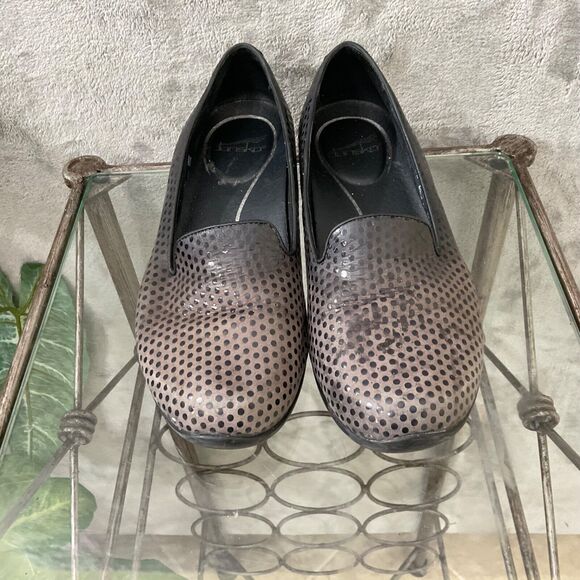 Dansko Olivia Slip On leather Polka Dot Loafers Women’s Size 8.5/39 Ombré black - Picture 2 of 13